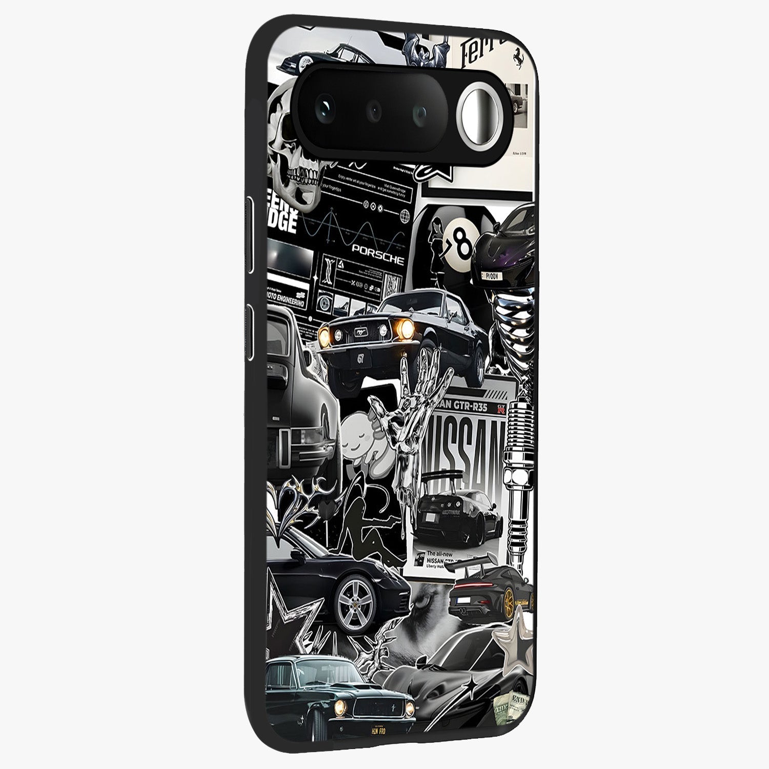 Aesthetic Dark Love Glass Case upright view showcasing dramatic romantic artwork with modern aesthetic style.