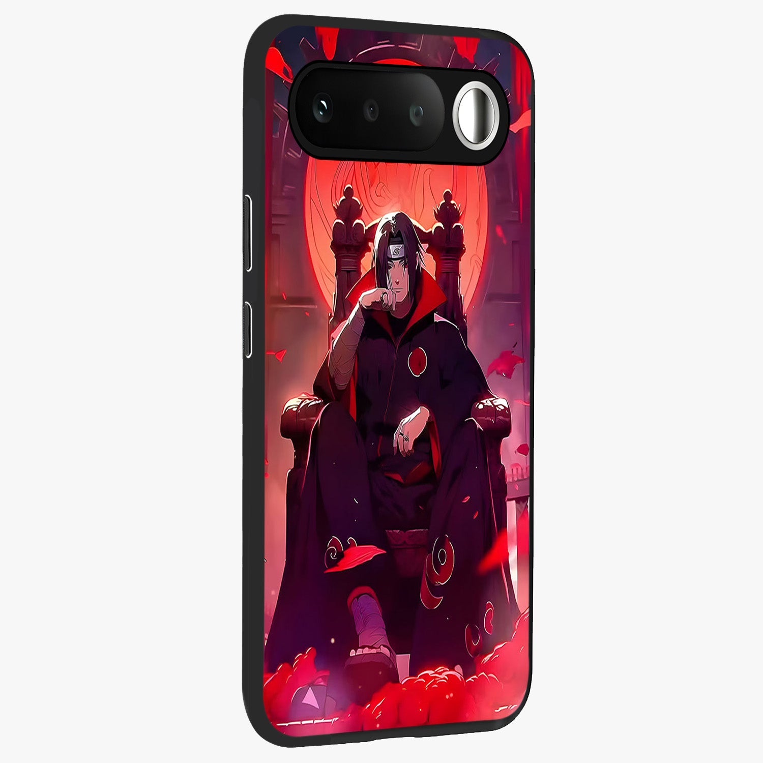 Blood Moon Sovereign Glass Case upright view showcasing powerful moon inspired artwork with cosmic aesthetic style.