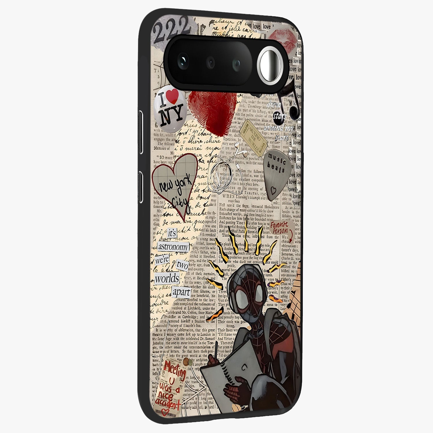 City Dream Sketch Glass Case upright view showcasing urban skyline artwork with stylish hand drawn design.