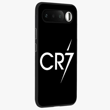 Cr7 Elite Strike Glass Case upright view showcasing energetic football inspired design with modern sports aesthetic.