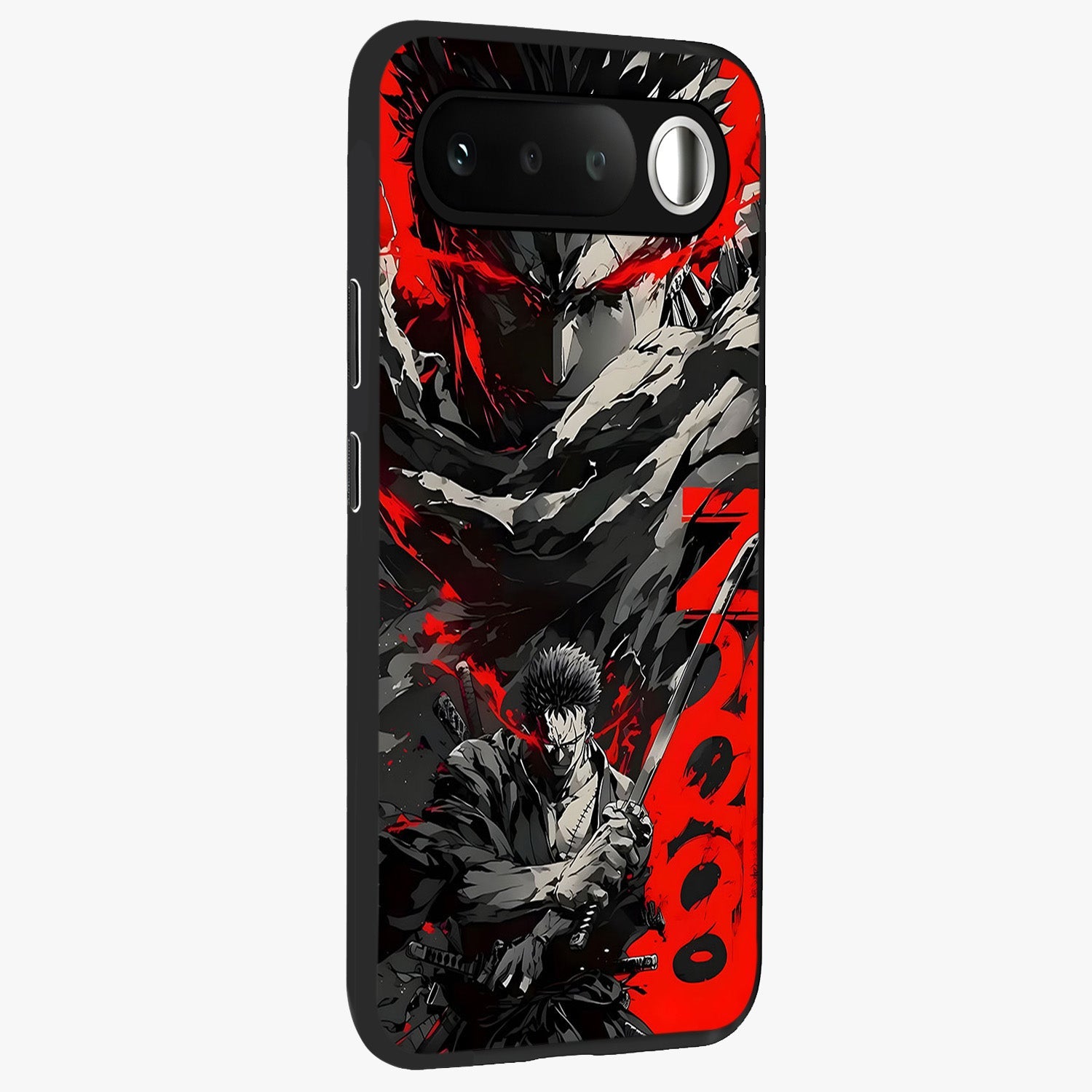 Demon Sword Resolve Glass Case upright view showcasing dramatic warrior artwork with intense battle theme.