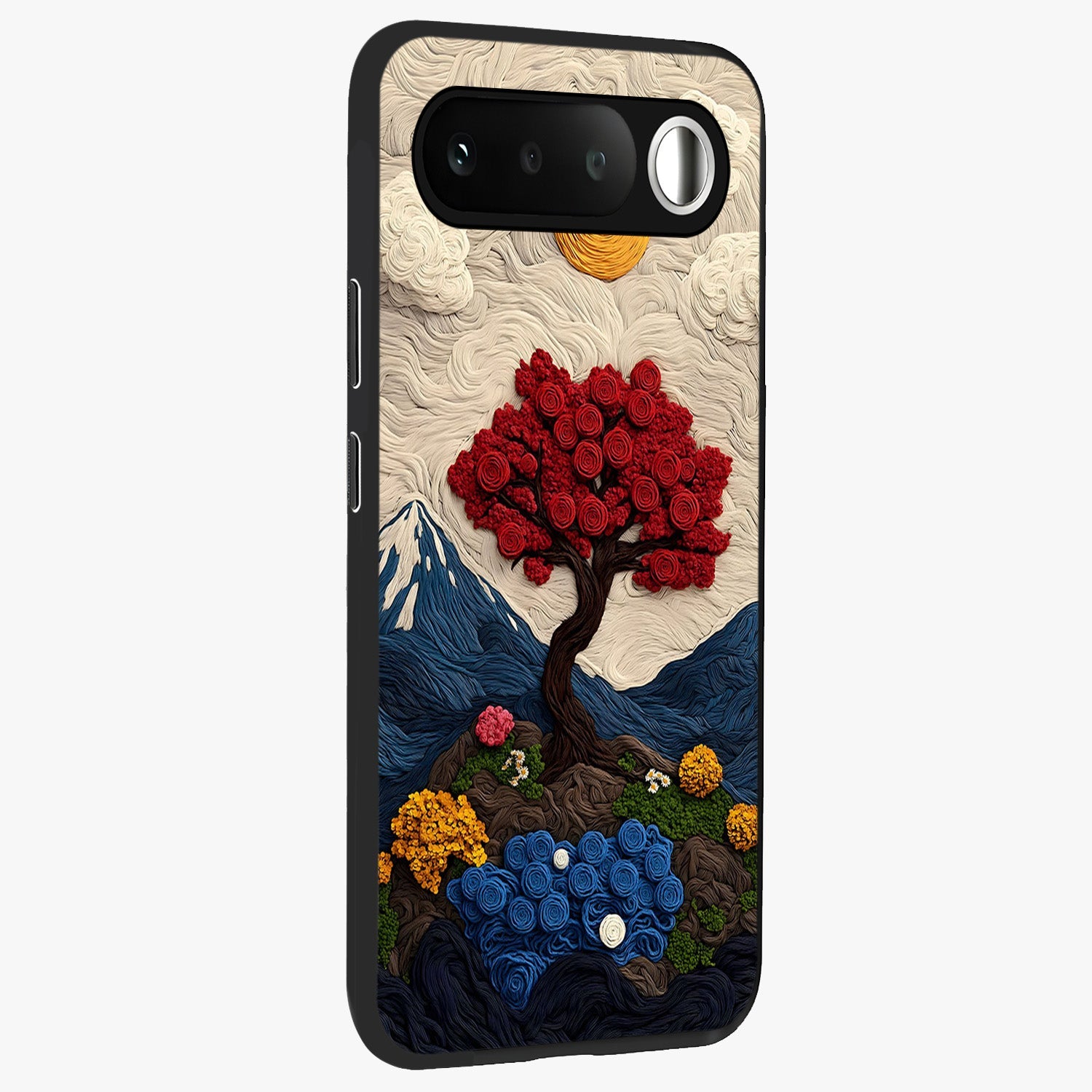 Eternal Nature Tapestry Glass Case upright view showcasing elegant nature tapestry design with decorative style.