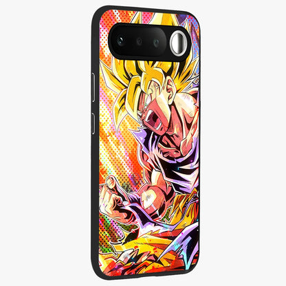 Firing Goku Glass Case upright view showcasing energetic anime artwork with bold warrior theme.