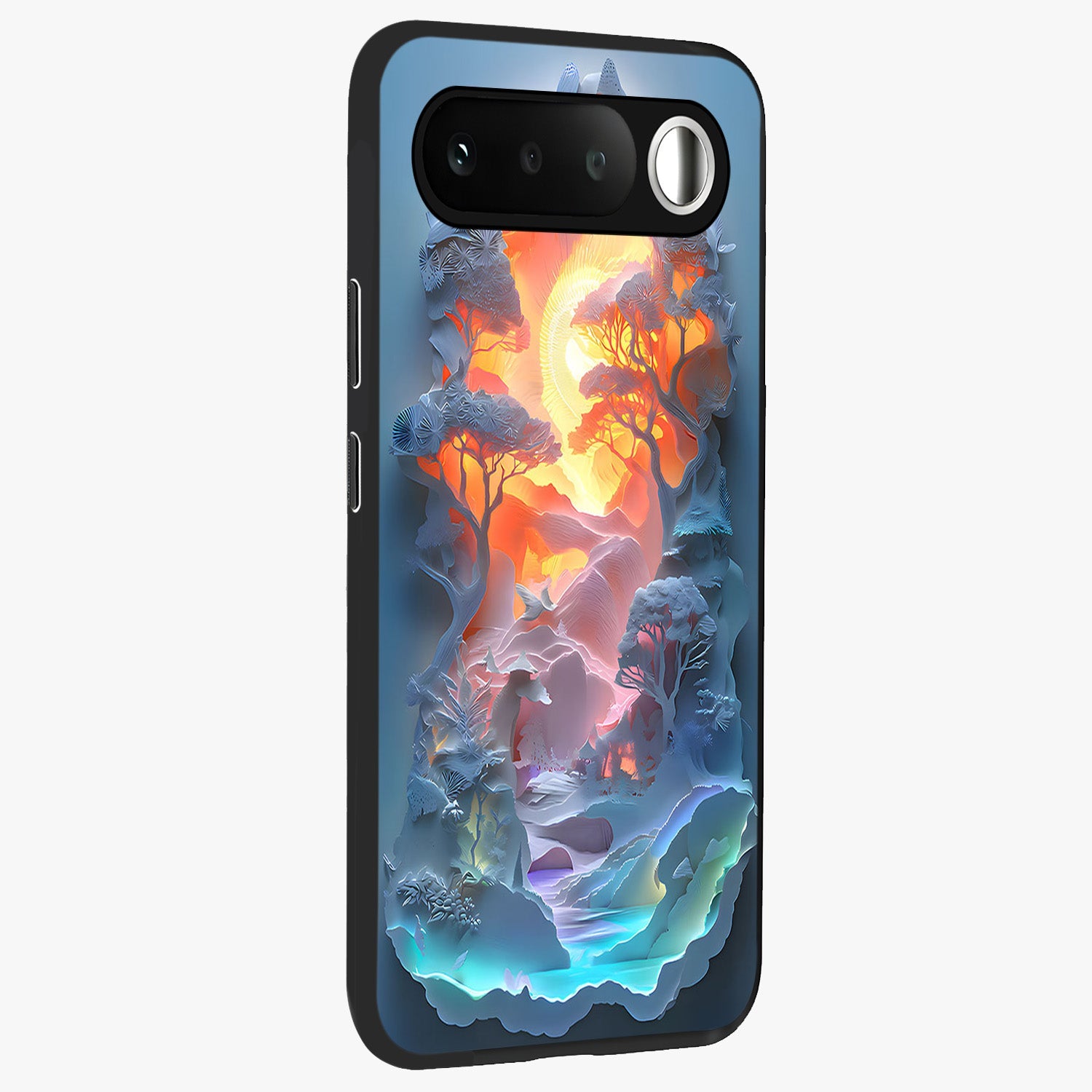 Glow Forest Portal Glass Case upright view showcasing enchanted forest portal artwork with fantasy nature theme.