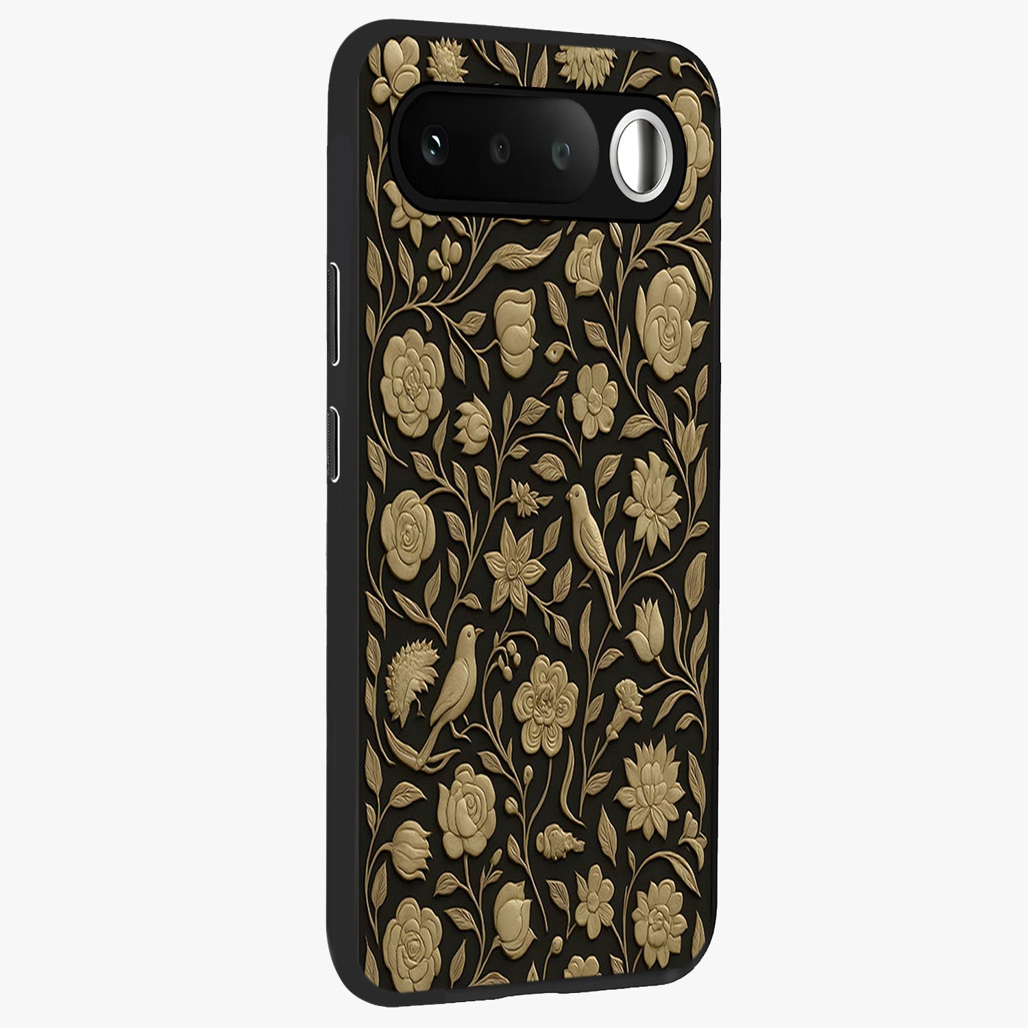Golden Evil Eye Mandala Glass Case upright view showcasing decorative evil eye mandala artwork with spiritual aesthetic style.