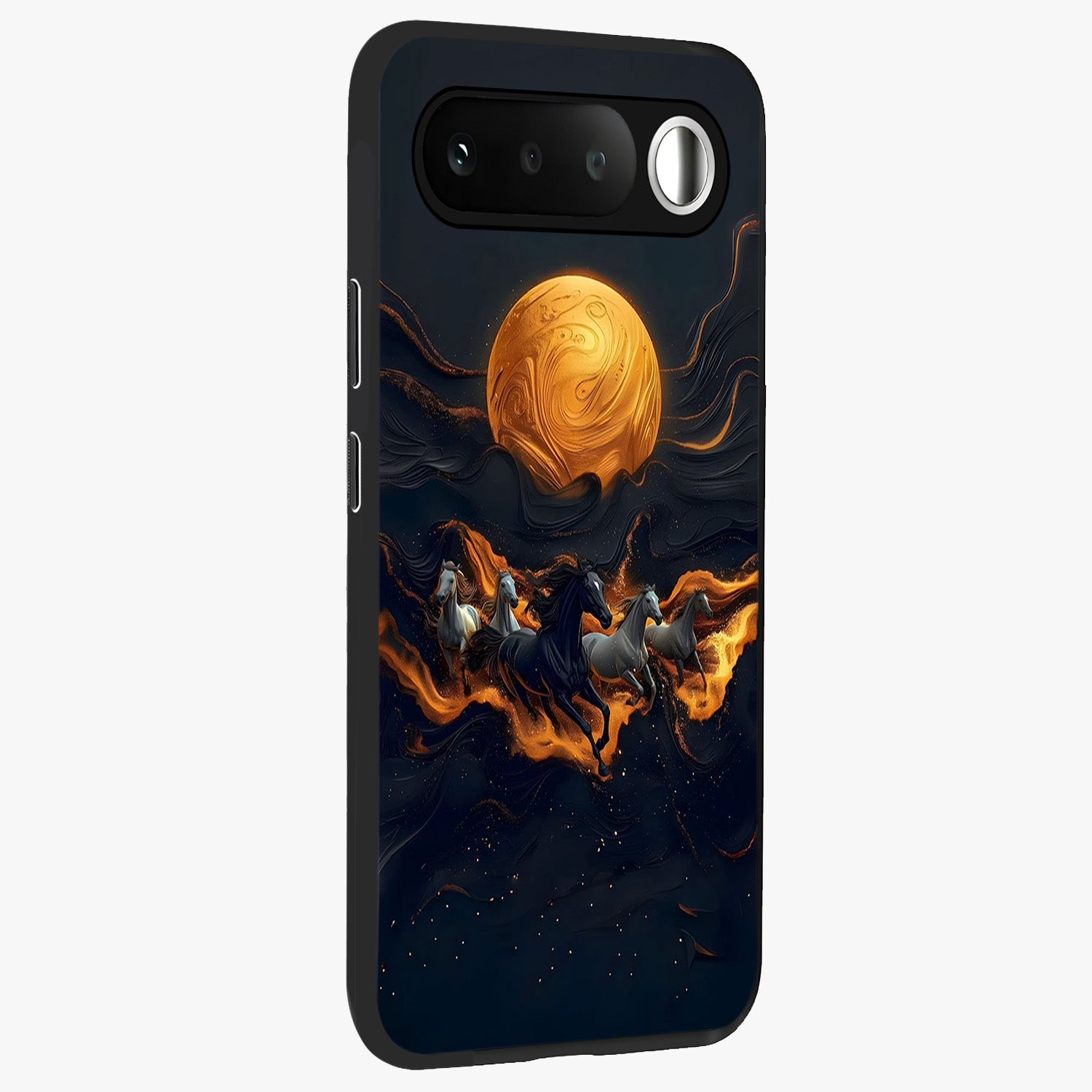 Golden Royal Heritage Glass Case upright view showcasing elegant royal artwork with classic heritage theme.