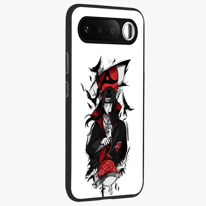 Itachi Limited Edition Naruto Anime Glass Case upright view showcasing intense anime artwork with powerful character theme.