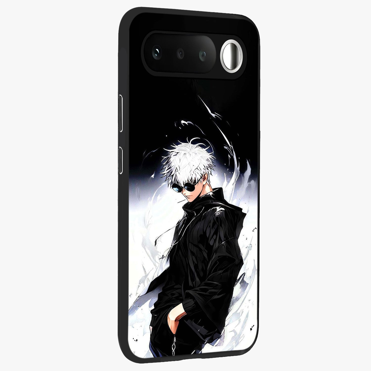 Limitless Shadow King Glass Case upright view showcasing bold shadow warrior artwork with epic fantasy theme.