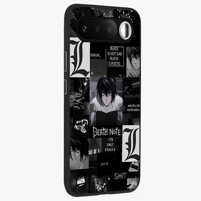 Midnight Chaos Mind Glass Case upright view showcasing expressive abstract artwork with bold dark theme.