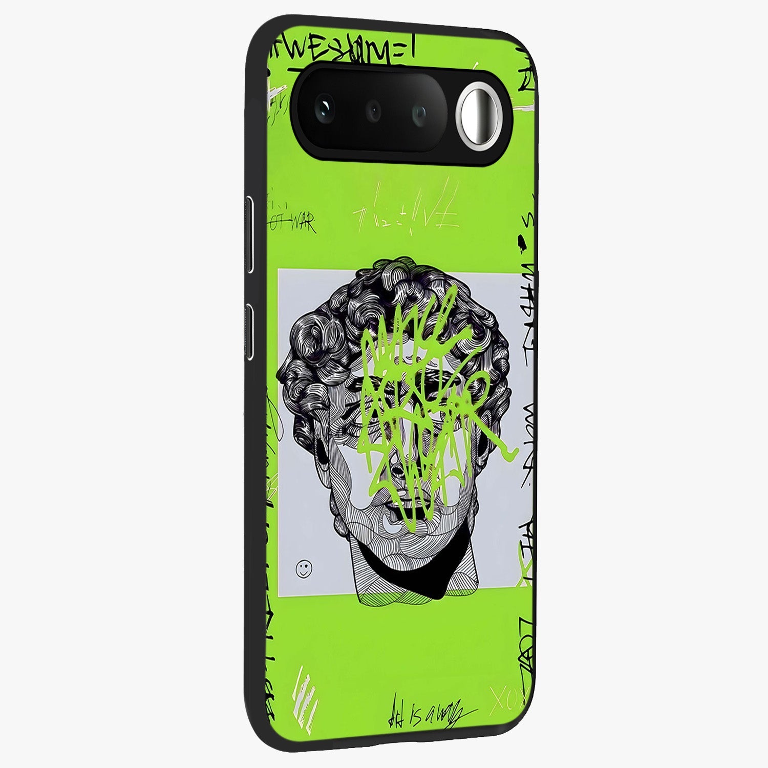 Neo Graffiti Rebellion Glass Case upright view showcasing colorful graffiti artwork with bold modern street style.