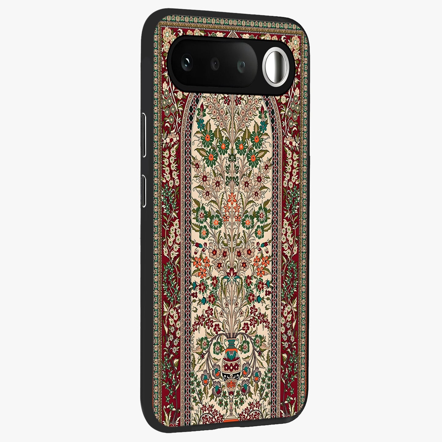 Persian Inspired Glass Case upright view showcasing decorative Persian artwork with rich heritage theme.