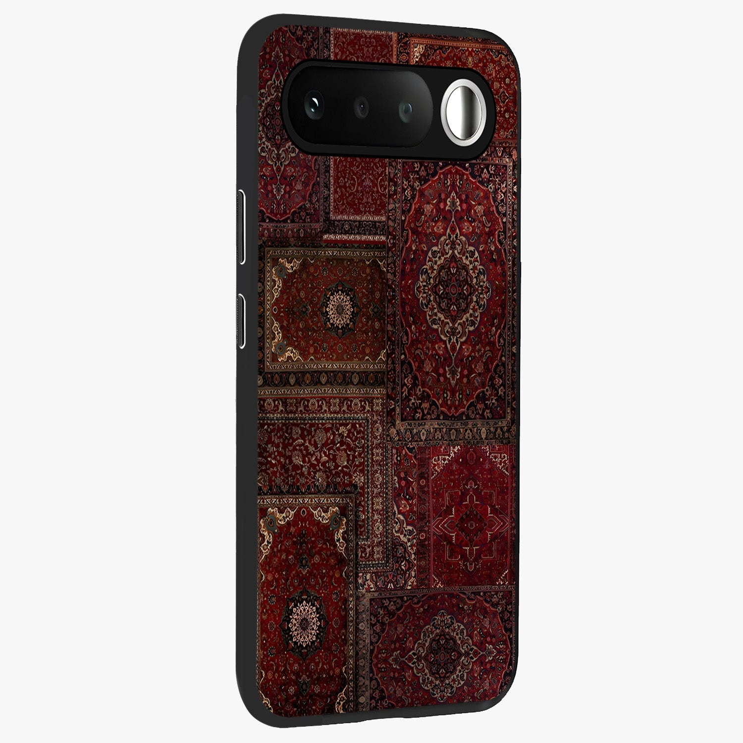 Persian Velvet Tale Glass Case upright view showcasing elegant Persian artwork with classic heritage theme.
