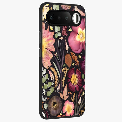 Petal Dream Tapestry Glass Case upright view showcasing detailed floral tapestry artwork with artistic nature theme.