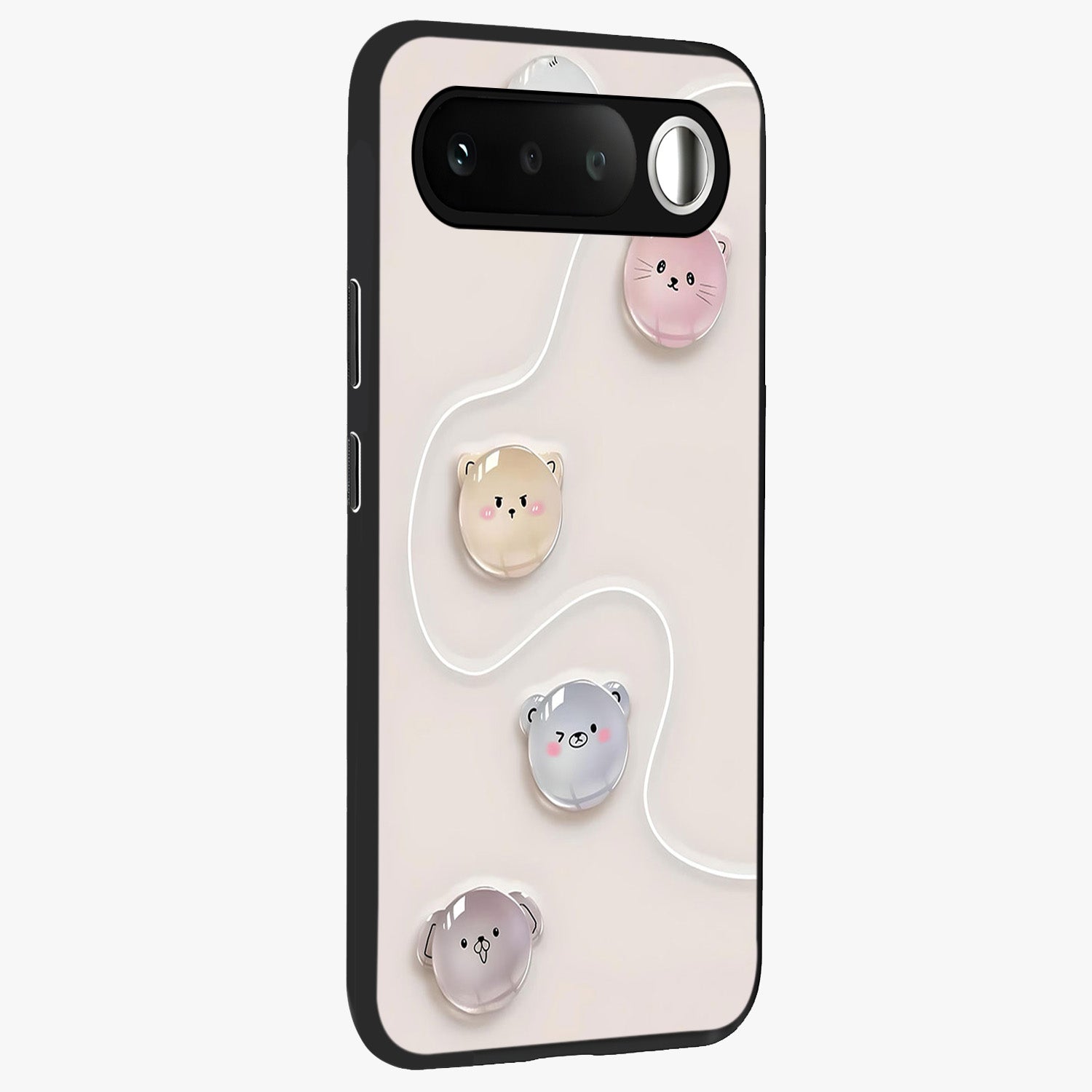 Puffy Face Parade Glass Case upright view showcasing adorable character artwork with cheerful animated theme.