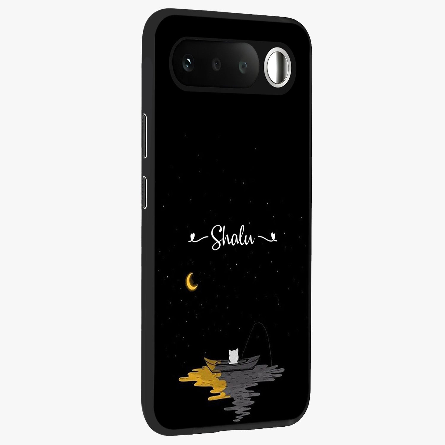 Silent Night Row Glass Case upright view showcasing tranquil night artwork with serene landscape theme.