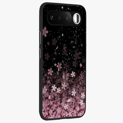 Small Starry Flowers Glass Case upright view showcasing charming floral artwork with dreamy starry theme.