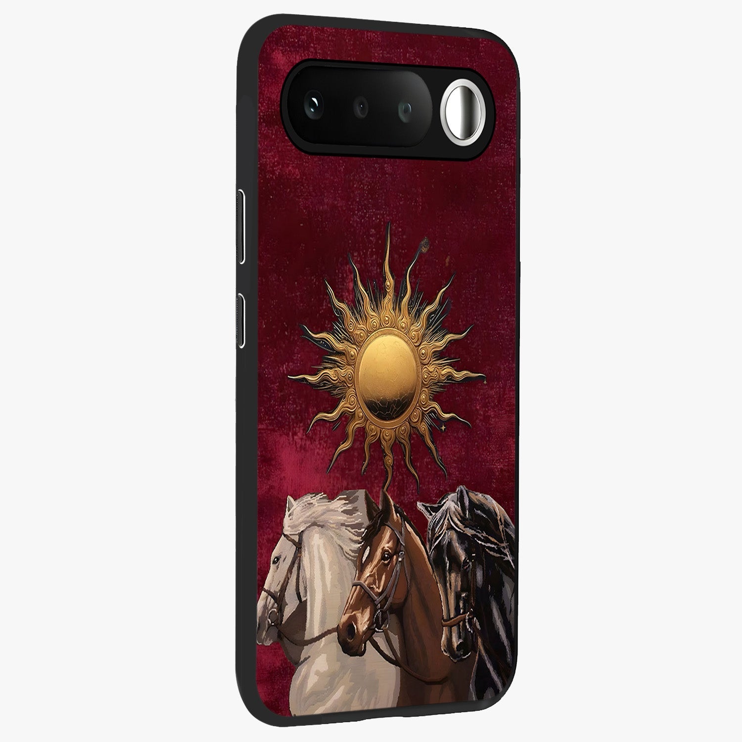 Solar Riders Glass Case upright view showcasing energetic rider artwork with bold adventure theme.
