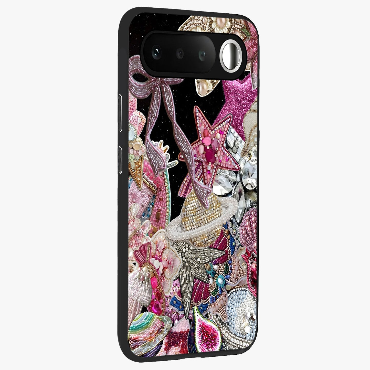 Starlit Jewel Dream Glass Case upright view showcasing radiant star inspired artwork with magical night theme.
