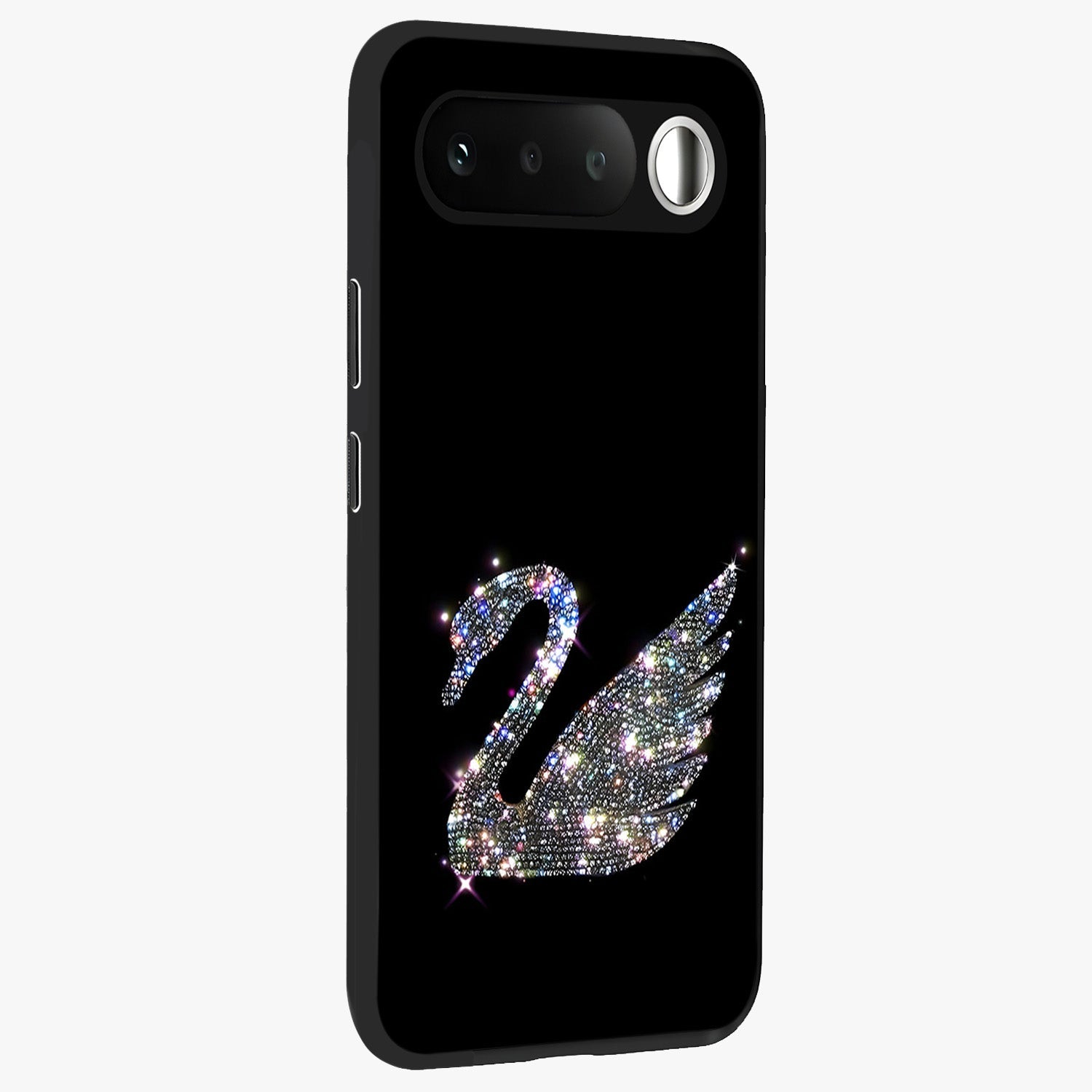Starlit Swan Grace Glass Case upright view showcasing beautiful swan artwork with peaceful night themed design.