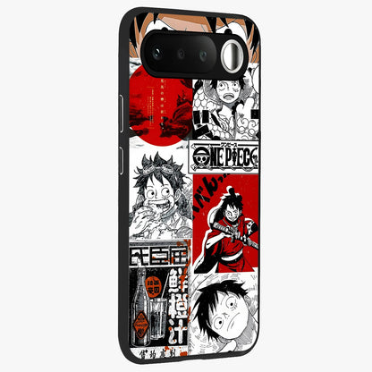 Strawhat Chaos Panels Glass Case upright view showcasing energetic anime artwork with bold adventure theme.