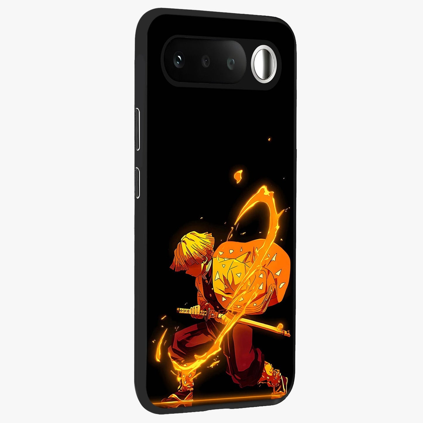 Thunder Flame Execution Glass Case upright view showcasing explosive flame artwork with dynamic action theme.