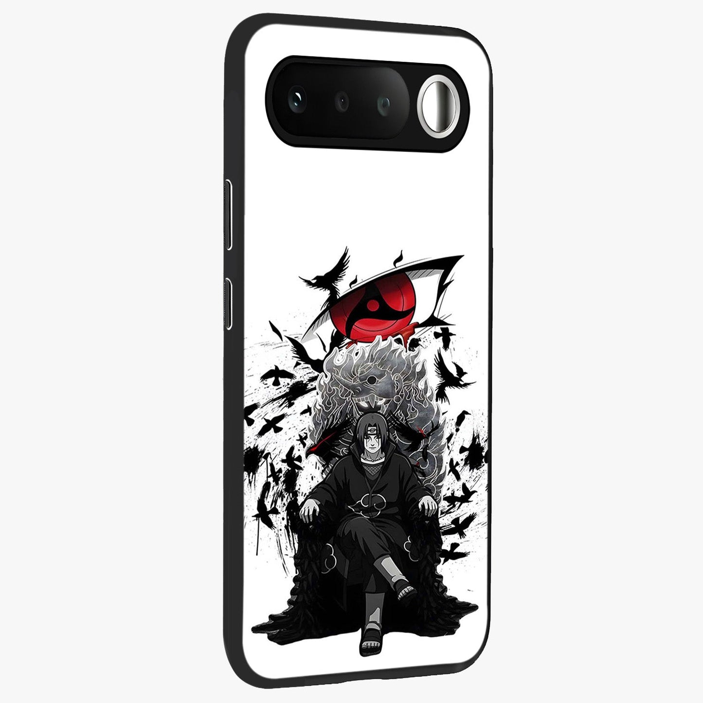Uchiha Shadow Throne Glass Case upright view showcasing magical underwater galaxy artwork with vibrant cosmic theme.