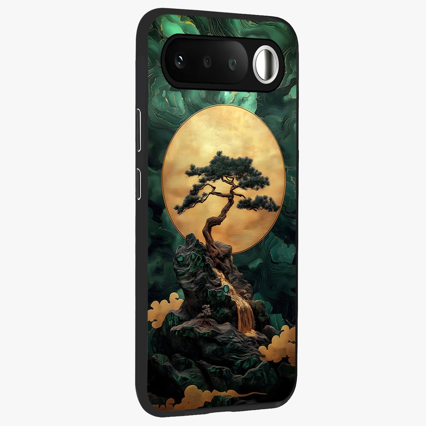Zen Moon Rise Glass Case upright view showcasing serene moon artwork with tranquil night theme.