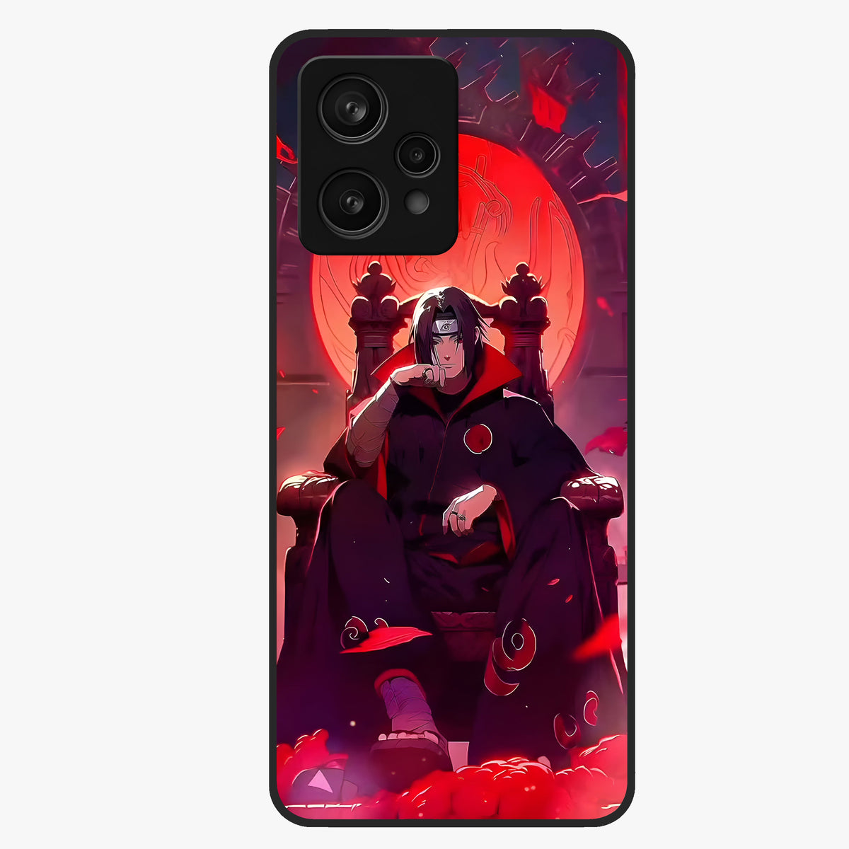 Blood Moon Sovereign Glass Case showing flat back view with mystical blood moon artwork and glossy glass finish.