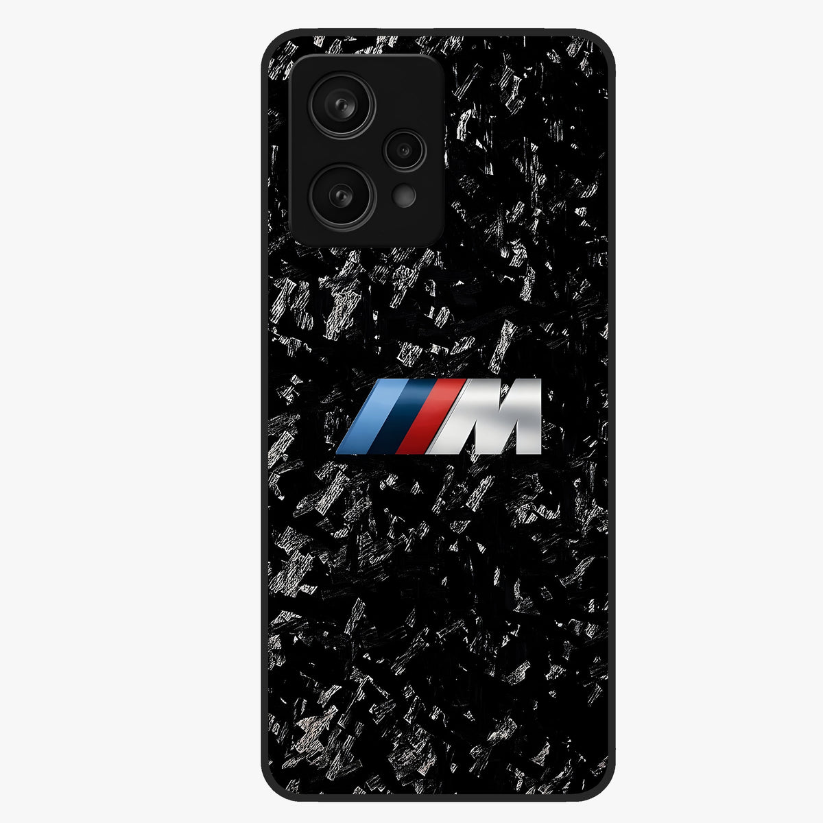 Carbon Speed Mark Glass Case showing flat back view with sporty carbon pattern artwork and glossy glass finish.