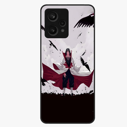 Crimson Crow Ascension Glass Case showing flat back view with mystical crow artwork and glossy glass finish.