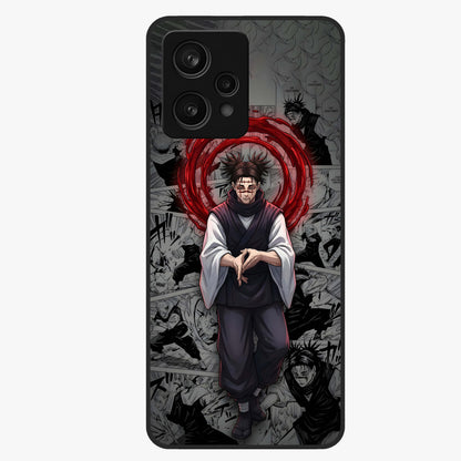 Cursed Ritual Ascension Glass Case showing flat back view with dark ritual themed artwork and glossy glass finish.