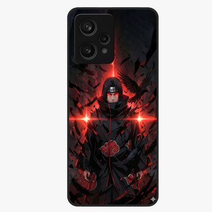 Focused Blade Discipline Glass Case showing flat back view with warrior sword themed artwork and glossy glass finish.