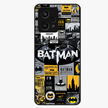 Knight Gotham Rise Glass Case showing flat back view with dark hero inspired artwork and glossy glass finish.