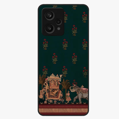 Macmerise Glass Case showing flat back view with stylish modern artwork and glossy glass finish.