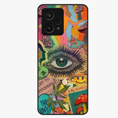 Mystic Eye Wonderland Glass Case showing flat back view with mystical eye themed artwork and glossy glass finish.