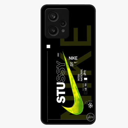 Neon Street Edition Glass Case showing flat back view with neon street style artwork and glossy glass finish.