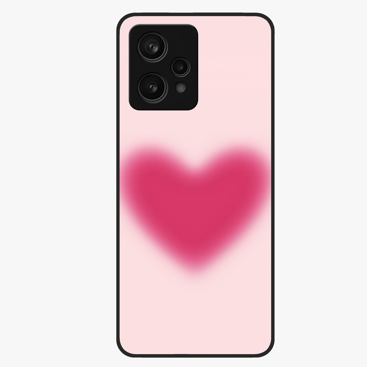 Pink Aura Heart Glass Case showing flat back view with glowing heart artwork and glossy glass finish.