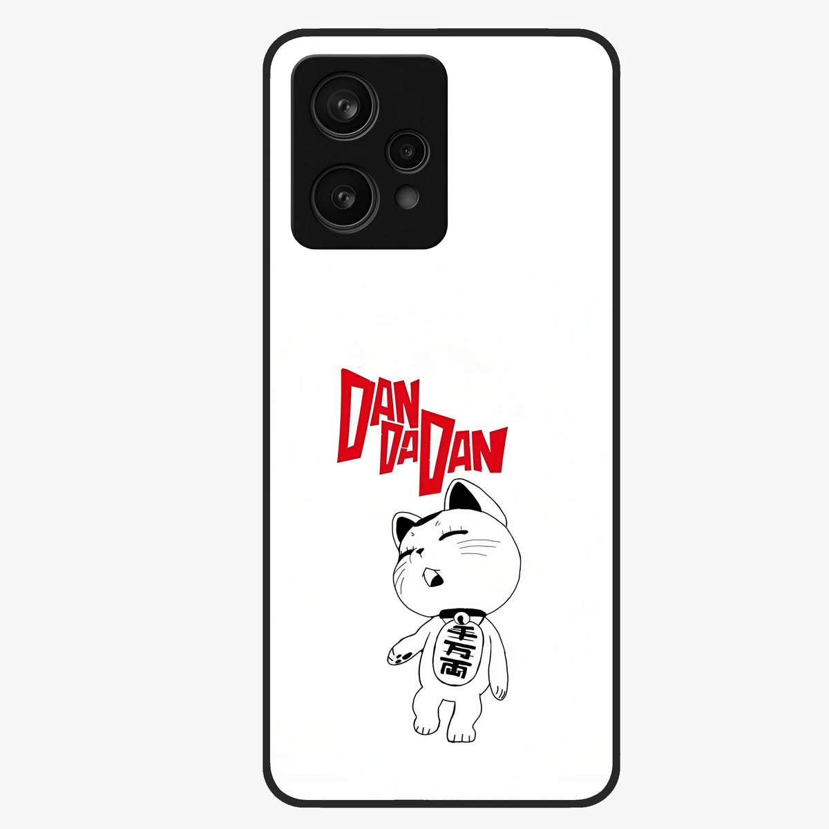 Playful Spirit Charm Glass Case showing flat back view with cheerful charm themed artwork and glossy glass finish.