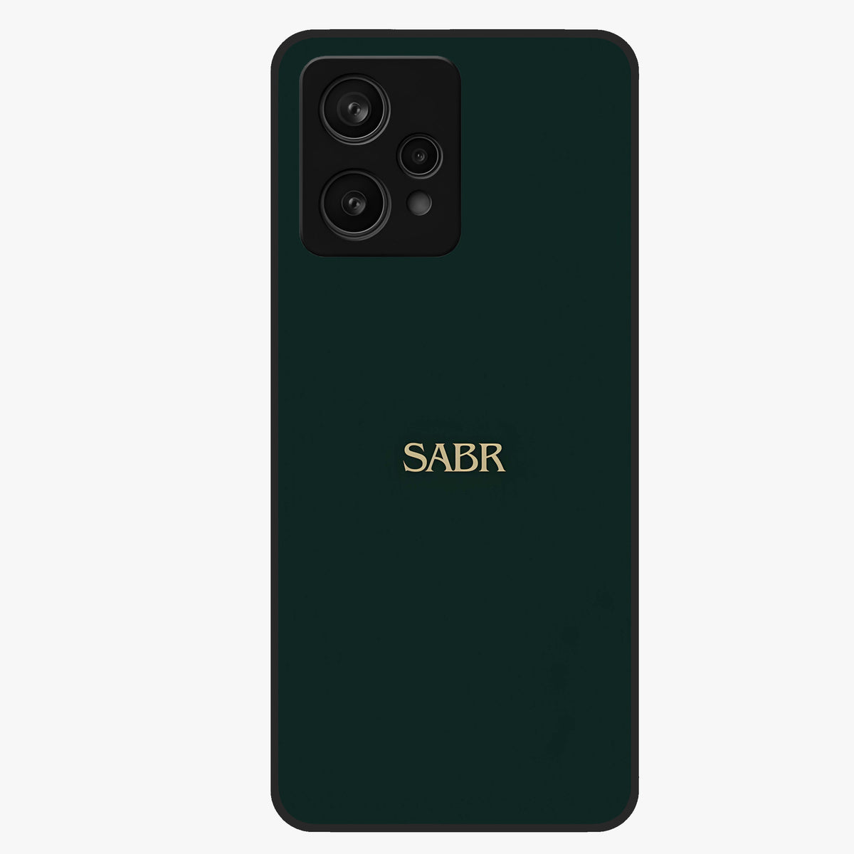 Sabr Minimal Patience Glass Case showing flat back view with minimalist typography artwork and glossy glass finish.