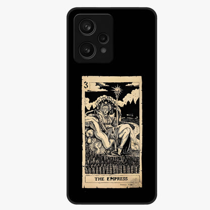 The Empress Glass Case showing flat back view with regal feminine artwork and glossy glass finish.