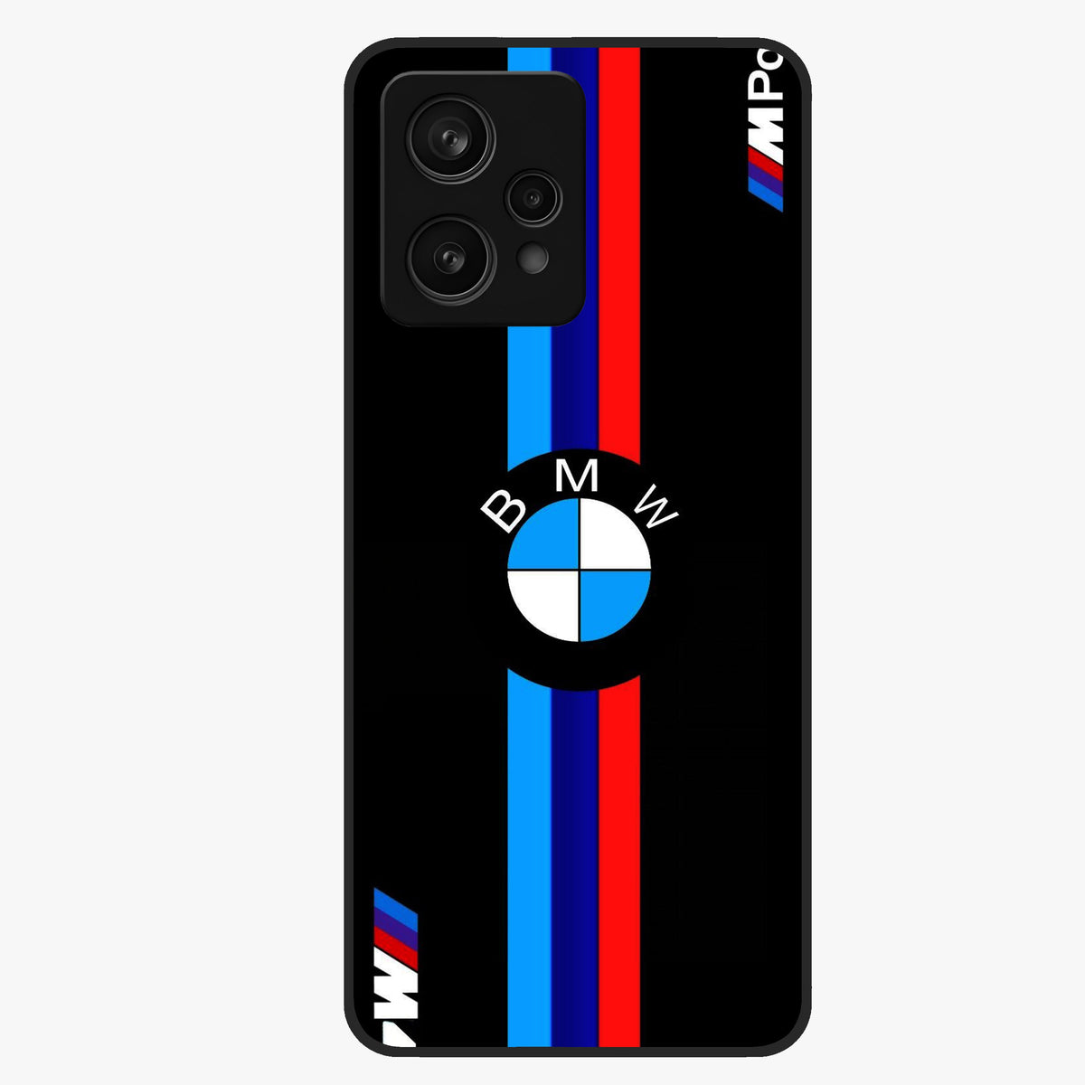 Turbo BMW Beast Glass Case showing flat back view with high performance sports car artwork and glossy glass finish.