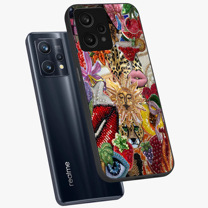 Beaded Fashion Jungle Glass Case displayed in angled mockup highlighting colorful fashion bead design and artistic pattern.