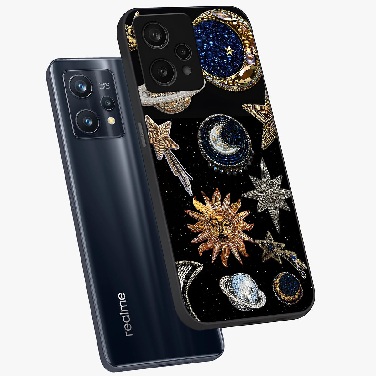 Celestial Gem Constellations Glass Case displayed in angled mockup highlighting gemstone inspired constellation design.