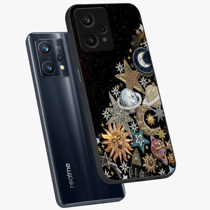 Cosmic Sparkle Dreams Glass Case displayed in angled mockup highlighting dreamy star sparkle design with celestial aesthetic.