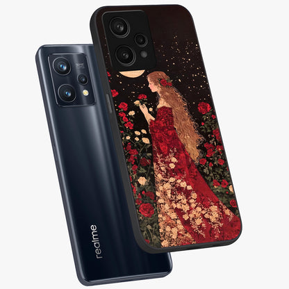 Crimson Dreams Glass Case displayed in angled mockup highlighting soft crimson aesthetic design with artistic theme.
