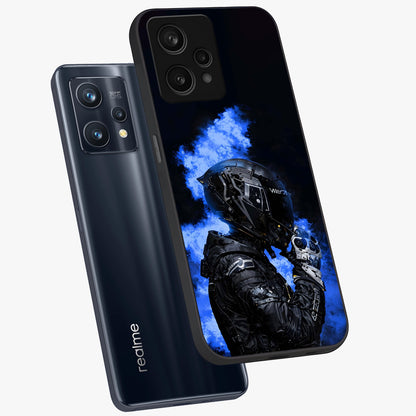Cyber Sentinel Protocol Glass Case displayed in angled mockup highlighting digital cyber design with sci-fi aesthetic style.