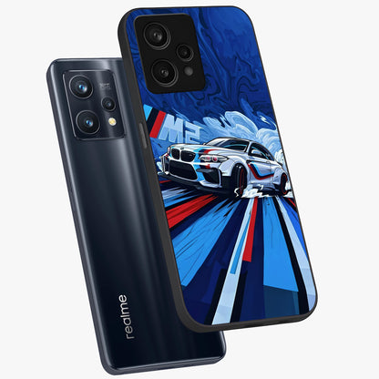 Drift Power Rush Glass Case displayed in angled mockup highlighting powerful drift car design with sporty aesthetic style.