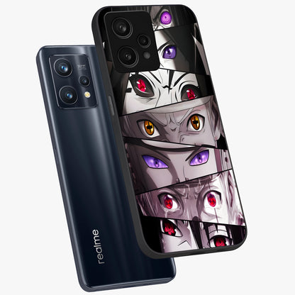Eyes of Destiny Glass Case displayed in angled mockup highlighting bold eye illustration with mystical aesthetic style.