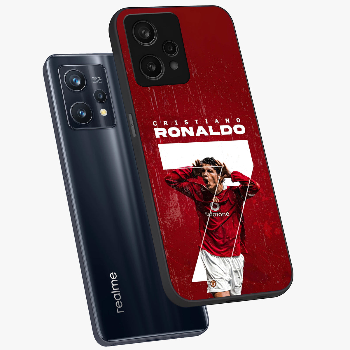 Goal Celebration Legacy Glass Case displayed in angled mockup highlighting energetic sports celebration design with bold athletic theme.