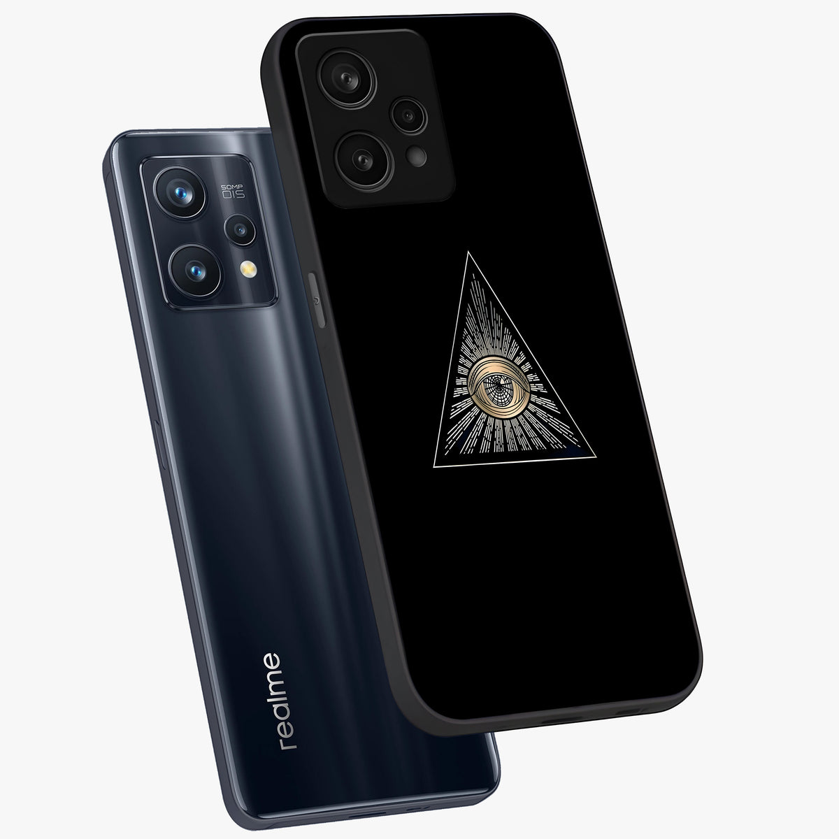 Illuminati Evil Glass Case displayed in angled mockup highlighting dark occult inspired design with bold aesthetic style.